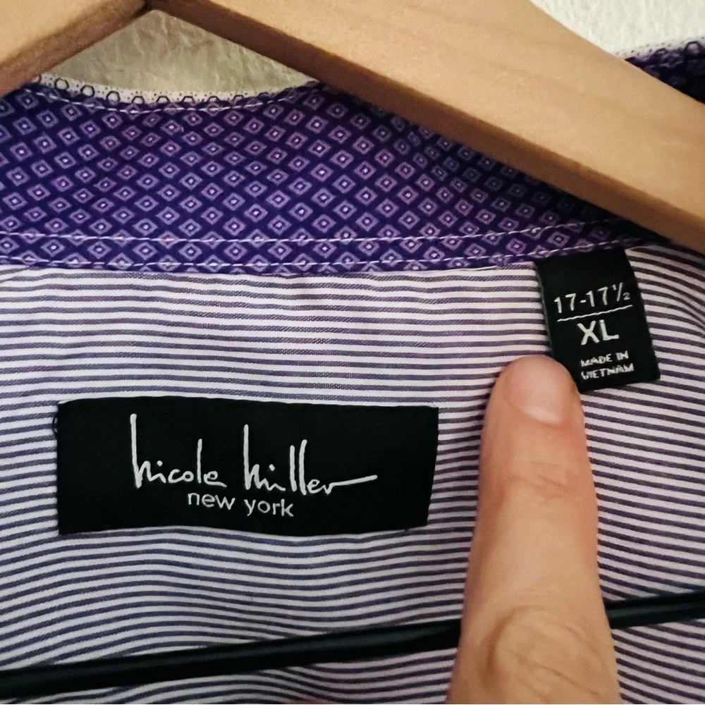 Nicole Miller Men’s Purple Dress Shirt Size XL - Picture 7 of 8